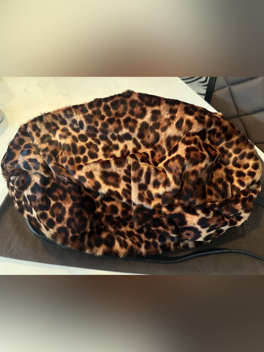 Elie Tahari Leopard Print Leather & Fur Bag - Picture 7 of 8